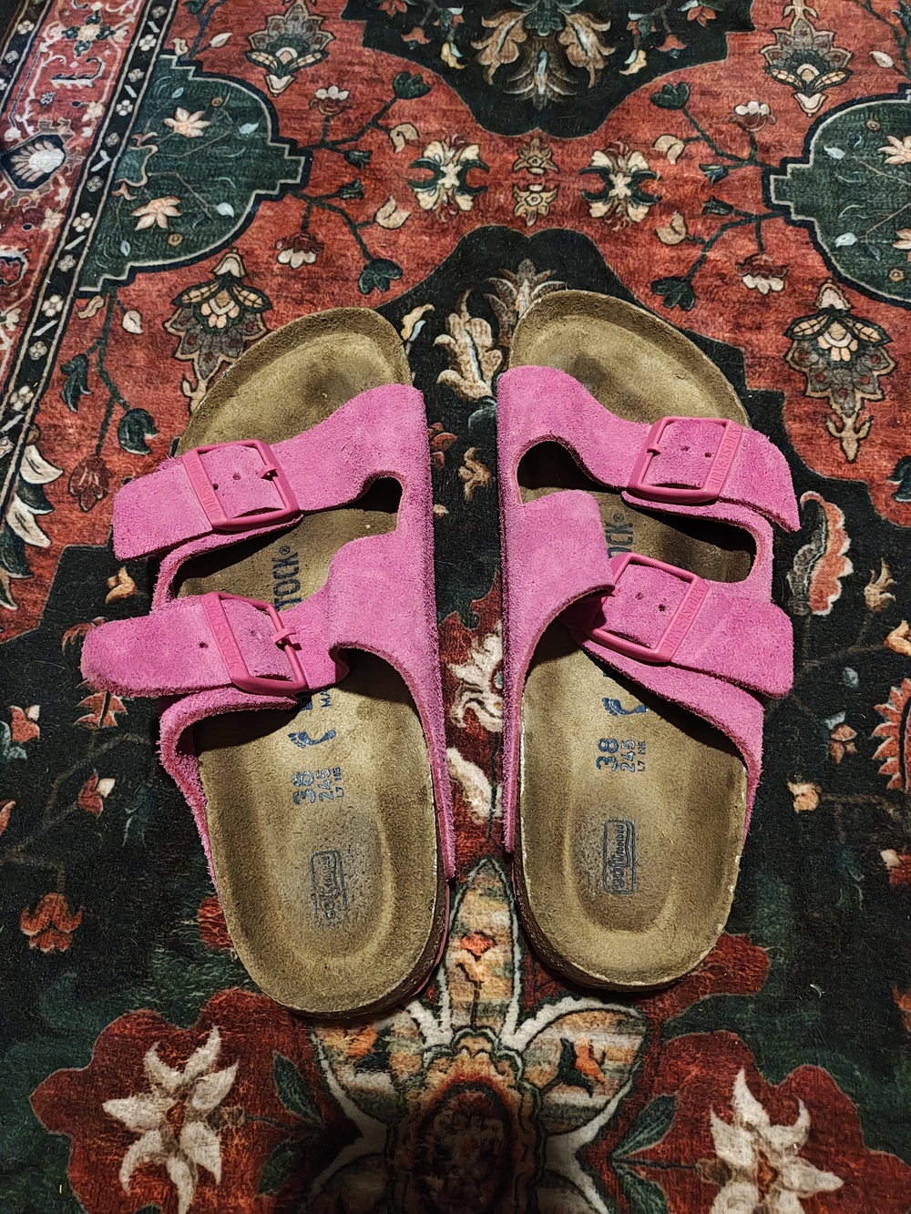 Birkenstock Pink Suede Double-Buckle Women’s Sandals 7.5